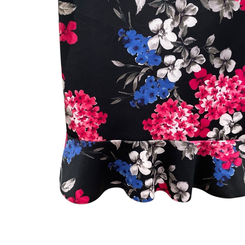 Nine West Floral Bell Sleeve Sheath Dress Black Multi Women’s Size 6 NWT - Picture 2 of 10